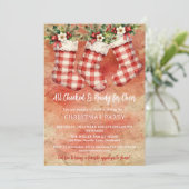 Rode Gingham Kous Potluck Kerstfeest Kaart (Staand voorkant)