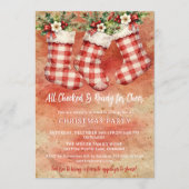 Rode Gingham Kous Potluck Kerstfeest Kaart (Voorkant)