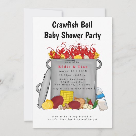 Rode Gingham Kreeft Kook Baby Shower Kaart (Voorkant)