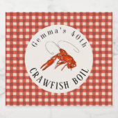 Rode Gingham Kreeften Koken Zeevruchten Feest Bier Etiket (Enkel label)