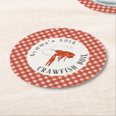 Rode Gingham Kreeftencoques Kookfeest Zeedierenfee Ronde Kartonnen Onderzetter (Gebogen)