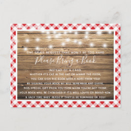 Rode Gingham Landelijke Houten Baby Shower Boekkaa Uitnodiging Briefkaart