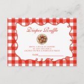 Rode Gingham Meatball Luier Raffle Informatiekaartje (Voorkant)