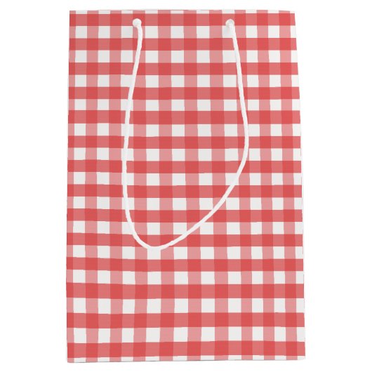 Rode Gingham Medium Cadeauzakje (Voorkant)