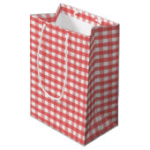 Rode Gingham Medium Cadeauzakje (Voorkant Gekanteld)