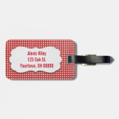 rode gingham met afgeschuind label bagagelabel (Achterkant horizontaal)