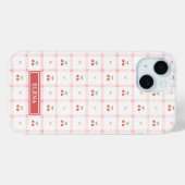 Rode Gingham met Kersen en Strikken met Monogram Case-Mate iPhone Case (Achterkant (horizontaal))