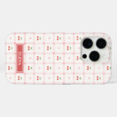 Rode Gingham met Kersen en Strikken met Monogram Case-Mate iPhone Case (Achterkant (horizontaal))