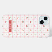 Rode Gingham met Kersen en Strikken met Monogram Case-Mate iPhone Case (Achterkant (horizontaal))