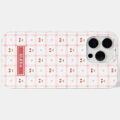 Rode Gingham met Kersen en Strikken met Monogram Case-Mate iPhone Case (Achterkant (horizontaal))