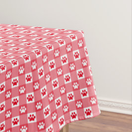 Rode Gingham met Pootafdrukken Picknick Tafelkleed