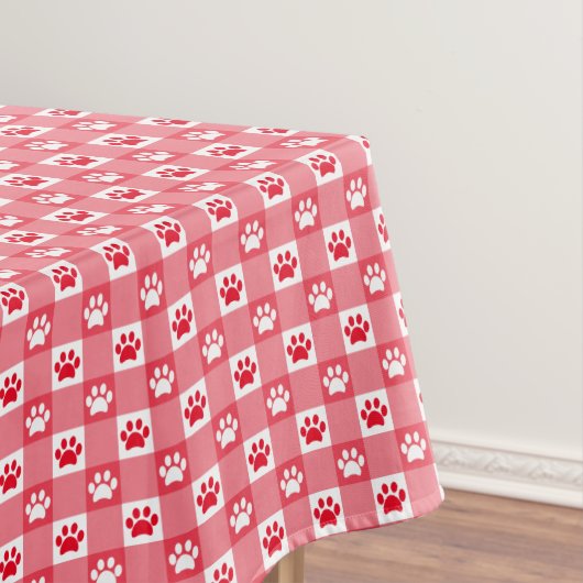 Rode Gingham met Pootafdrukken Picknick Tafelkleed (Voorbeeld)