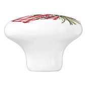 Rode Gingham met rood en wit bloemenboeket Keramische Knop (Zijkant)