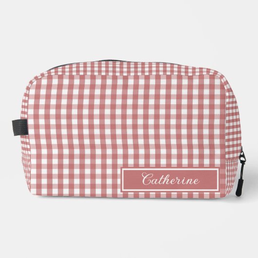Rode Gingham Mooie Geruite Cosmetica Toilettasje (Voorkant)