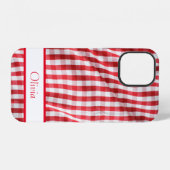 Rode Gingham Naam Eenvoudig Modern iPhone Hoesje (Achterkant horizontaal)