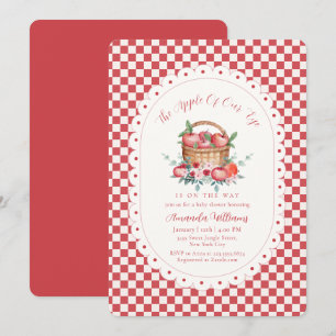 Rode Gingham Oogappel Baby Shower Kaart