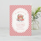 Rode Gingham Oogappel Baby Shower Kaart (Staand voorkant)
