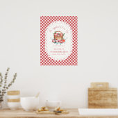 Rode Gingham Oogst Appel Baby Shower Welkom Poster (Keuken)