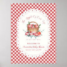 Rode Gingham Oogst Appel Baby Shower Welkom 