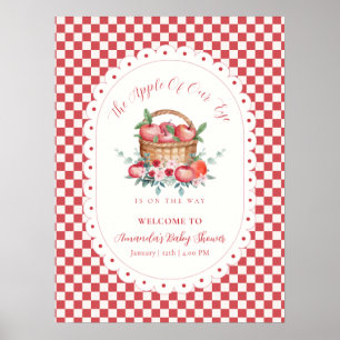 Rode Gingham Oogst Appel Baby Shower Welkom  Poster