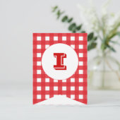 Rode Gingham Party Flag Bunting Banner Post Card Briefkaart (Staand voorkant)