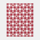 Rode Gingham patroon met harten Fleece Deken (Voorkant)