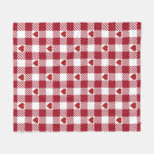 Rode Gingham patroon met harten Fleece Deken (Voorkant (Horizontaal))