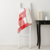 Rode Gingham Patroon Monogram Naam Sherpa Deken (In situ)