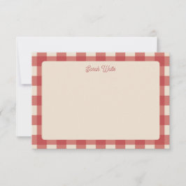 Rode Gingham Patroon Notitiekaart