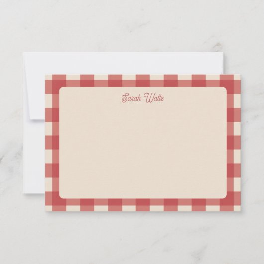 Rode Gingham Patroon Notitiekaart (Voorkant)