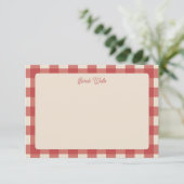 Rode Gingham Patroon Notitiekaart (Staand voorkant)