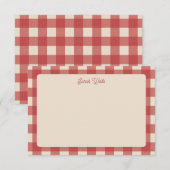 Rode Gingham Patroon Notitiekaart (Voorkant / Achterkant)