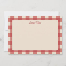 Rode Gingham Patroon Notitiekaart