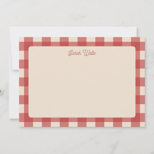Rode Gingham Patroon Notitiekaart (Voorkant)