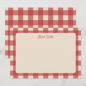 Rode Gingham Patroon Notitiekaart (Voorkant / Achterkant)