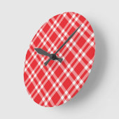 Rode Gingham Patroon Ronde Klok (Hoek)