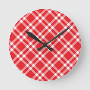 Rode Gingham Patroon Ronde Klok