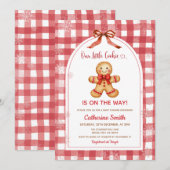 Rode Gingham Peperkoek Kerst Baby Shower Kaart (Voorkant / Achterkant)