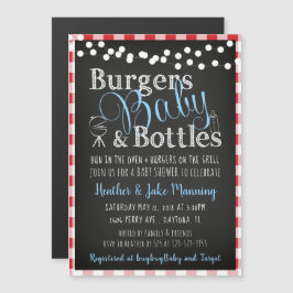 Rode Gingham Picknick Babyq BBQ Jongens Baby Showe Magnetische Uitnodiging