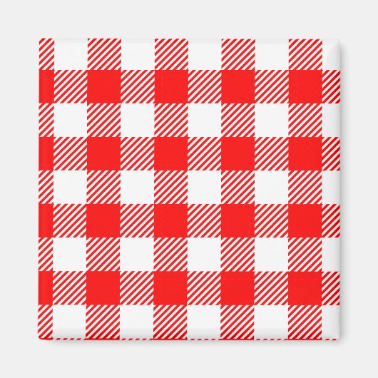 Rode gingham picknick tafelkleed print magneet (Voorkant)