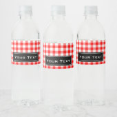 Rode gingham picknick tafelkleed print waterfles etiket (Flessen)