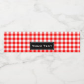 Rode gingham picknick tafelkleed print waterfles etiket (Enkel label)