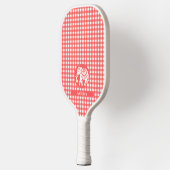 Rode Gingham Plaid met Witte Olifant en Naam Pickleball Paddle (Links)