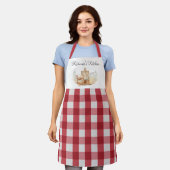Rode Gingham Plaid Patroon Bakbenodigdheden Schort (Gedragen)