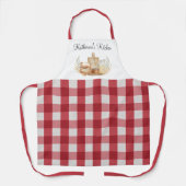 Rode Gingham Plaid Patroon Bakbenodigdheden Schort (Voorkant)
