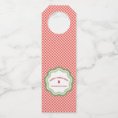 Rode Gingham Prettig Kerst Persoonlijk Flessenhanger (Voorkant)