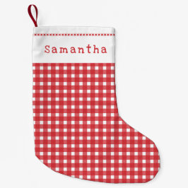Rode Gingham Prettig Kerstmis Persoonlijk Kleine Kerstsok