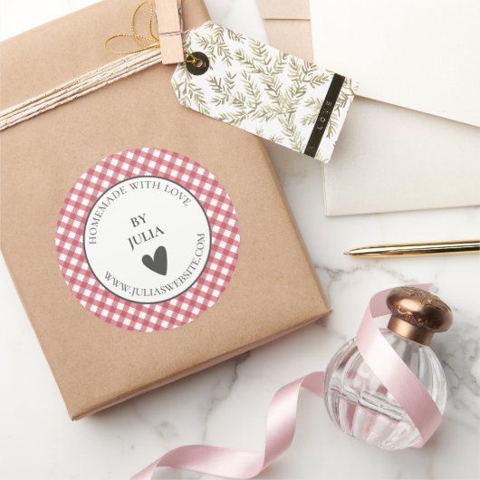 Rode gingham product verpakking mailing label (Geschenken)