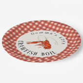 Rode Gingham Rivierkreeft Kookfeest Zeevruchtenfee Papieren Bordje (Gekanteld)