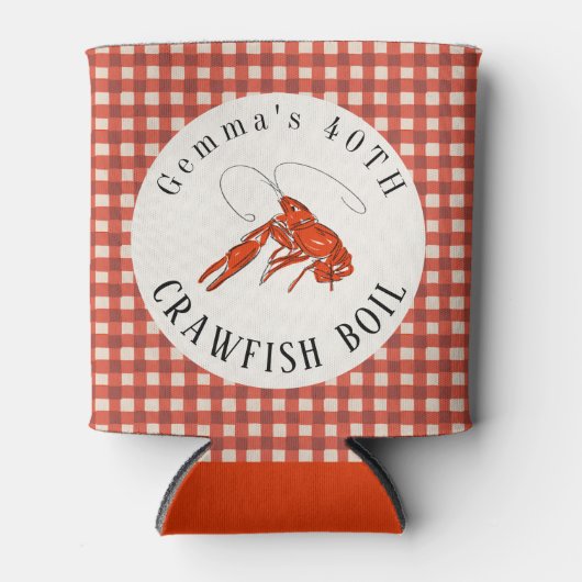 Rode Gingham Rivierkreeften Koken Zeevruchten Fees Blikjeskoeler (Voorkant)